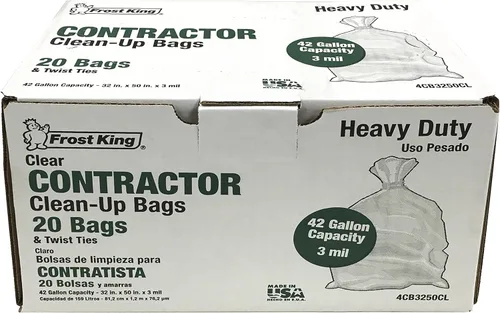 Miniatura 2 de Frost King CB3250 Bolsas de limpieza para contratistas resistentes en caja, 32 pulgadas x 50 pulgadas x 3 mil., 20 bolsas, transparentes, 1 unidad