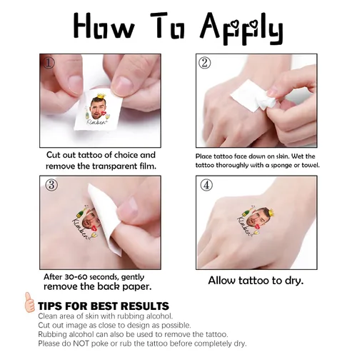 Miniatura 3 de Tatuajes temporales personalizados con foto, suministros de despedida de soltera, tatuajes personalizados cara de novios, tatuajes temporales falsos