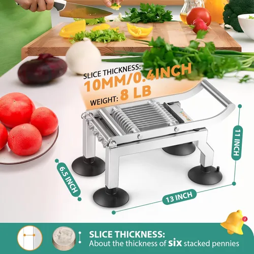 Miniatura 2 de Newhai Cortador de tomate comercial de 0.4 pulgadas/0.394 in de grosor, manual de tomate, pepino, cebolla, jamón, huevo, cortador de huevos