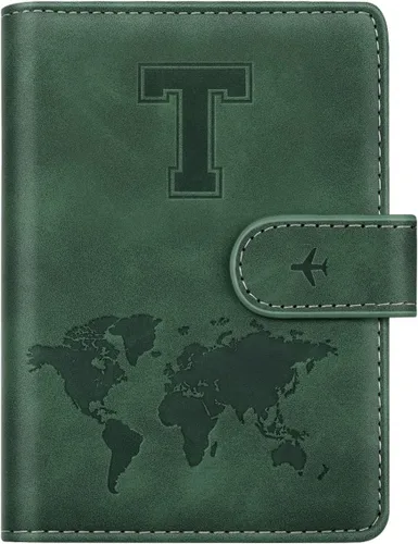 Miniatura 39 de Funda para Pasaporte Personalizada con Letra de la A a la Z, Billetera de Viaje con Bloqueo RFID, Funda para Pasaporte, Estuche para Pasaporte