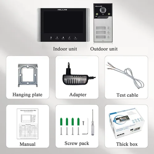Miniatura 6 de Sistema de intercomunicador con vídeo con cable, timbre de puerta con vídeo de 7 pulgadas con visión nocturna IR, soporte de desbloqueo remoto