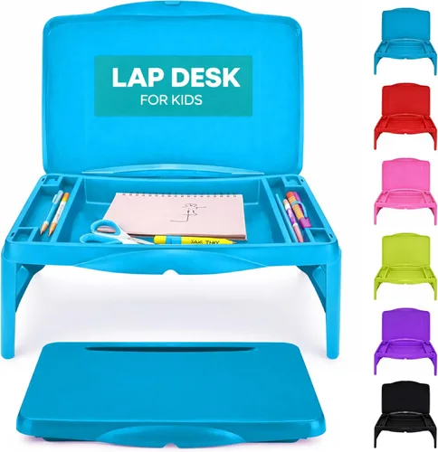 MAVOCRAFT Bandeja Plegable para Niños con Almacenamiento - Escritorio Portátil de Regazo para Niños y Adultos - Escritorio de Regazo para Niños para