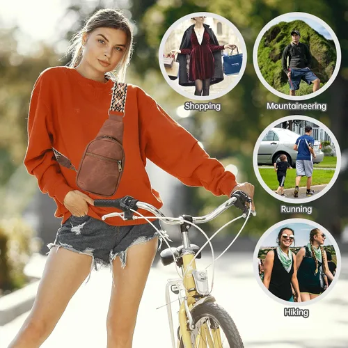 Miniatura 6 de Long Keeper Bolso cruzado pequeño - Bolso cruzado de cuero vegano para mujeres y hombres, bolsa de pecho para teléfono, bolsa de viaje cruzada