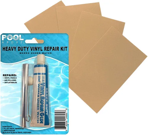 Miniatura 20 de Kit de parches de reparación de vinilo resistente Pegamento adhesivo de cemento de vinilo y parches de colores para inflables, barcos, balsas