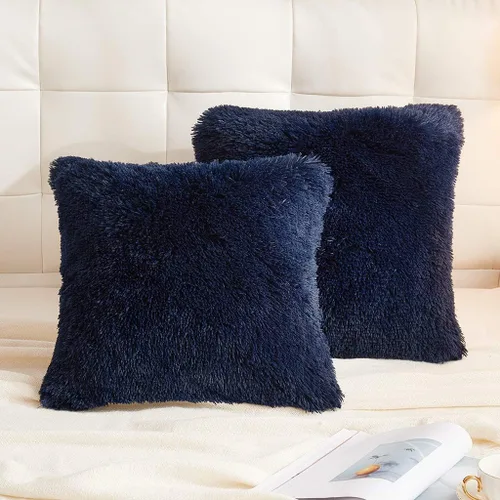 Miniatura 48 de LIFEREVO Paquete de 2 fundas de almohada de piel sintética esponjosa, fundas de almohada cuadradas de 18 x 18 pulgadas, fundas de almohada Blanco