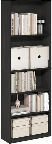 Miniatura 18 de Furinno GEHRY - Estantería para libros, 5 niveles, con estantes ajustables, 11.6 x 24.8 x 71.4 pulgadas, para oficina en casa, sala de estar, roble