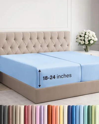 Miniatura 135 de Sábana bajera ajustable extra profunda tamaño completo – Sábana bajera individual de lujo para hotel únicamente – Se adapta fácilmente a colchones