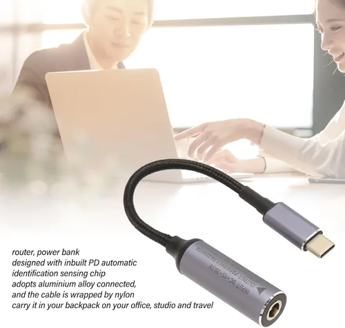 Miniatura 4 de Cable de alimentación CC de 0.217 x 0.098 in a USB C, entrada a USB C macho cable de carga de alimentación, con identificación automática