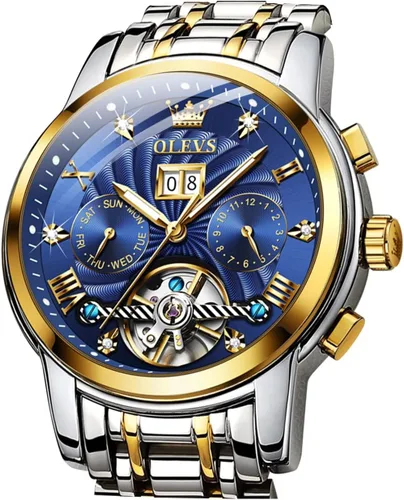 Miniatura 9 de OLEVS Relojes de esqueleto para hombre, reloj de pulsera de diamantes de lujo, automático, mecánico, automático, luminoso, impermeable