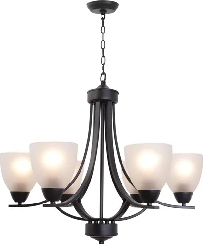 Miniatura 14 de 5 Light Shaded Contemporary Chandeliers with Alabaster Glass Black Rustic Light Fixtures Ceiling Hanging Mid Century Modern Pendant Lighting for