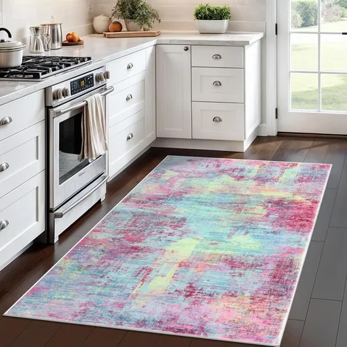 Miniatura 492 de IOHOUZE Alfombra abstracta lavable de 3 x 12 pies para pasillos, antideslizante para cocina, camino de entrada de lana sintética para interiores