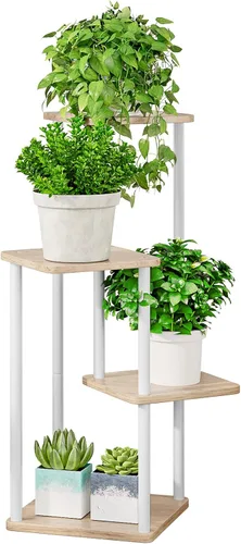 Miniatura 9 de AZERPIAN Soporte para plantas de 4 niveles para interiores, estante de flores de metal para múltiples plantas, soportes altos de esquina para flores