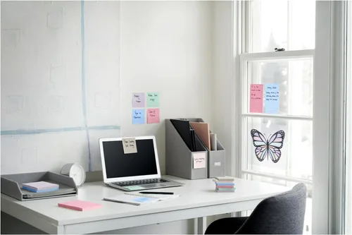 Miniatura 14 de Post-it - Notas superadhesivas de papel 100% reciclado, 3 x 3 pulgadas, 24 blocs, 70 hojas por bloc, pasteles Wanderlust, suministros de regreso a