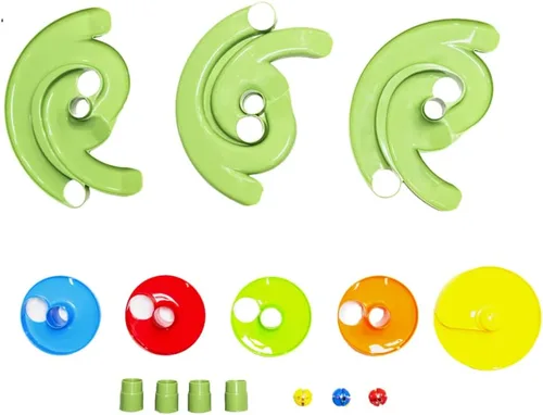 Miniatura 5 de WEofferwhatYOUwant Torre de Bolas Montessori de 2 Vías – Juguete STEM para Niños de 9 Meses o Más Diseño de Rampa Dual, Pistas Verdes Expandibles