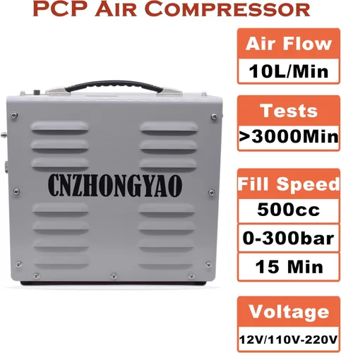 Miniatura 2 de PORTAIR - Compresor HPA portátil de 4500 PSI, parada automática, sin aceite/agua, convertidor de potencia integrado, compresor de aire PCP para Gris