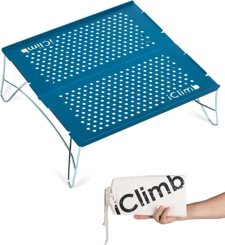 Miniatura 15 de iClimb Mini mesa plegable individual ultraligera y compacta para mochileros, camping, senderismo, playa, picnic (plata - L)