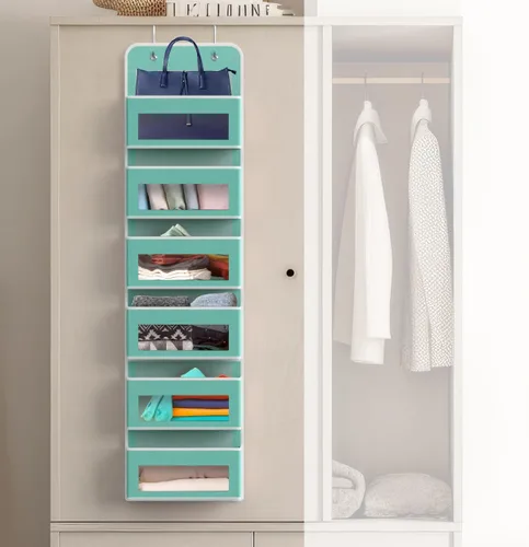 Miniatura 4 de Simple Houseware - Organizador con 6 bolsillos con ventana transparente para colgar de la puerta del armario, para recámara, baño, despensa