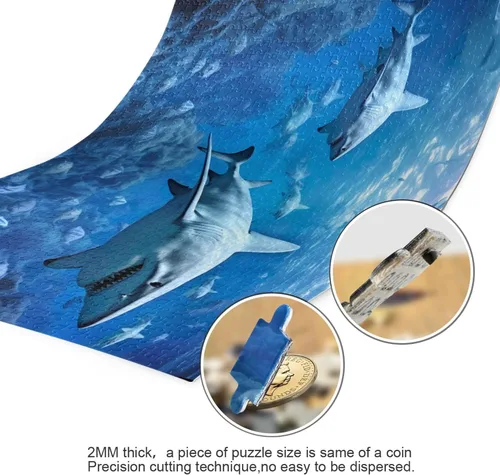 Miniatura 3 de Rompecabezas de tiburones de 1000 piezas para adultos, juego de rompecabezas grande desafiante para adultos y adolescentes, 29.5 x 19.7 pulgadas