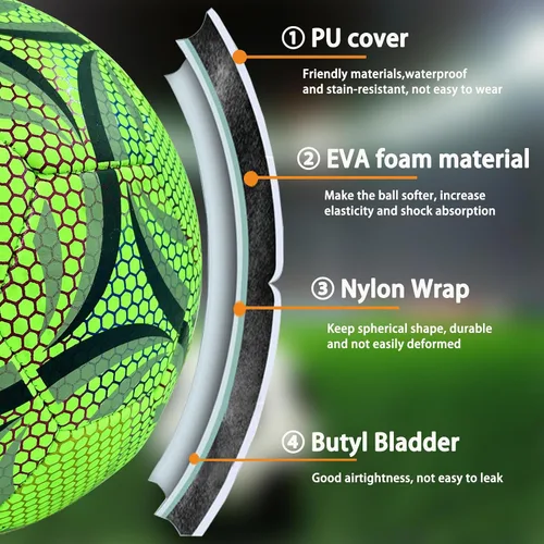 Miniatura 5 de Pelota de fútbol iluminada, pelota de fútbol que brilla en la oscuridad tamaño 4/5 con bomba, pelotas de fútbol luminosas para juegos de día y noche