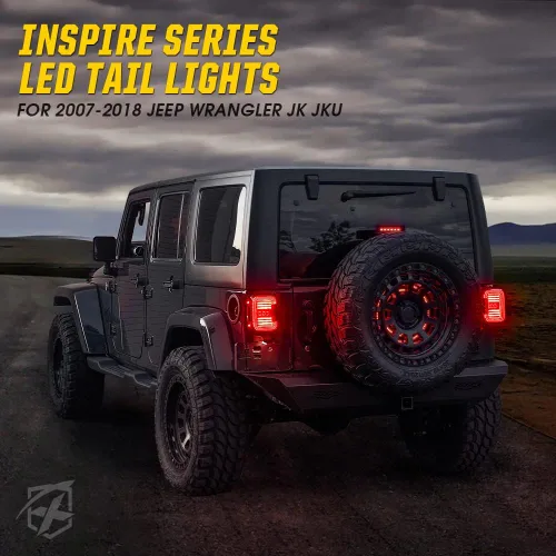 Miniatura 2 de Xprite Luces traseras LED en forma de C ahumadas compatibles con Jeep Wrangler JK JKU Sport Sahara Rubicon 2007-2018, aprobadas por DOT, marcha