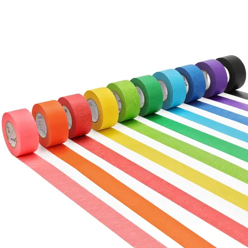 skytogether Cinta de Enmascarar de Colores de 1 Pulgada de Ancho Rollos de Cinta de Enmascarar Color Arcoíris para Niños Salón de Clases Pintores