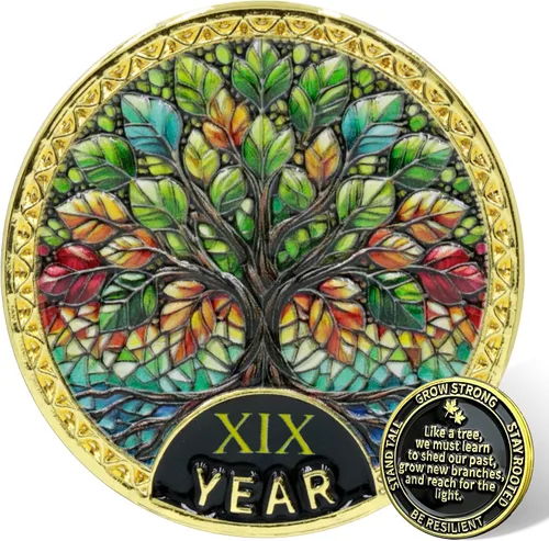 Miniatura 22 de Árbol de la resiliencia Conmemorativa Recuperación de Monedas Adicción a la Recuperación de Monedas NA AA Fichas y Medallones Moneda de desafío