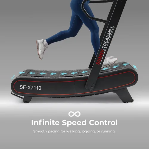 Miniatura 3 de Sunny Health & Fitness Smart Curved Manual Treadmill, Non-Motorized Self-Powered Running Machine, Heavy-Duty Commercial-Grade Endurance Training