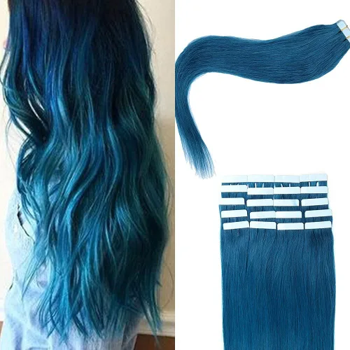 Miniatura 81 de Extensiones de cabello humano Remy con cinta adhesiva sin costuras (16 pulgadas, 10 unidades, rubio ceniza)