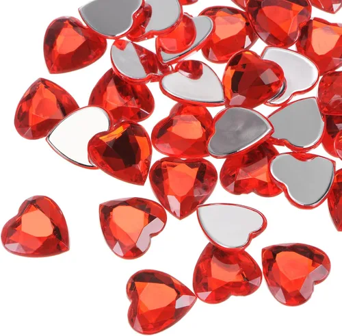 Miniatura 46 de MECCANIXITY 20 piezas de diamantes de imitación acrílicos de corazón de 0.787 pulgadas (0.787 in) con parte trasera plana, gemas de plástico