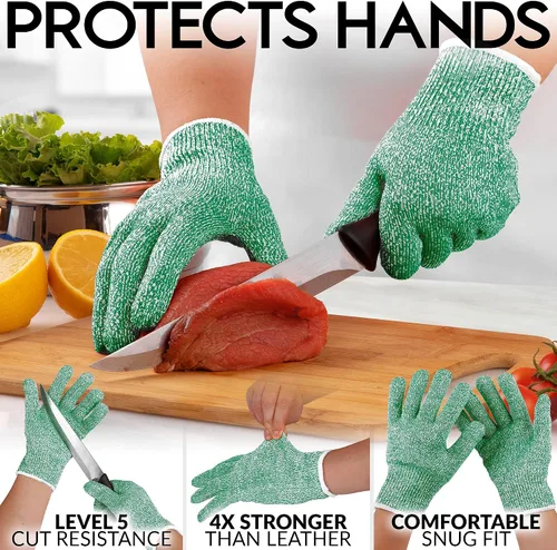 Miniatura 2 de Zulay - Guantes resistentes a los cortes, protección de grado alimenticio nivel 5, cómodos guantes de corte de seguridad, guantes de trabajo forro