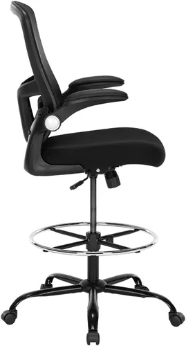 Miniatura 5 de Silla de dibujo, silla de oficina alta, silla de escritorio ergonómica de pie con reposabrazos abatibles, silla de trabajo de computadora de altura