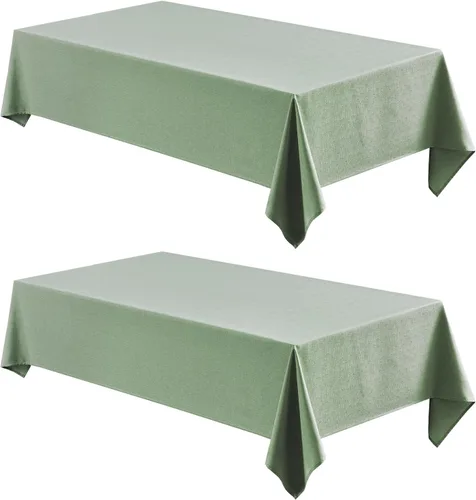 Miniatura 9 de Veblandy Mantel rectangular impermeable de 60 x 104 pulgadas, mantel texturizado de lino, resistente a las manchas y a las arrugas, lavable, mantel