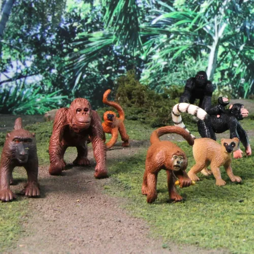 Miniatura 3 de Safari Ltd. TOOB - 12 figuras: Babuino, orangután, tamarín, lémur, gorila, mandril, chimpancé, ardilla, araña y monos lanudos, figuras de juguete