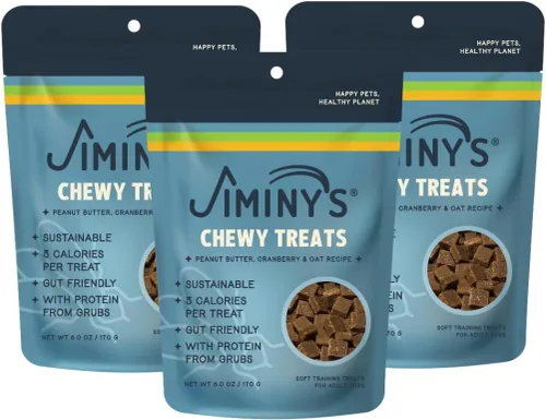Miniatura 8 de Jiminy's Golosinas masticables de entrenamiento de cricket para perros, bajas en calorías, hipoalergénicas, fabricadas en Estados Unidos, 6 onzas