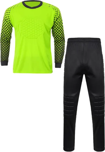 Miniatura 2 de TiaoBug Conjunto de camiseta y pantalones de fútbol acolchados para niños y niños, camisa de portero de manga larga, uniforme de entrenamiento