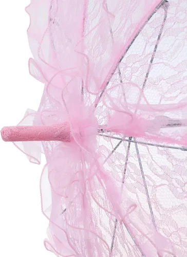 Miniatura 6 de Amosfun Sombrilla de encaje rosa Vintage Boda nupcial paraguas hecho a mano flores bordado paraguas para novia novia foto dama traje 1920s fiesta