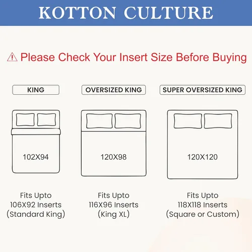 Miniatura 3 de Kotton Culture - Funda de edredón de 120"x 98" para cama extragrande King de 1 pieza, 100% algodón egipcio - Funda de edredón de lujo de 1000 TC