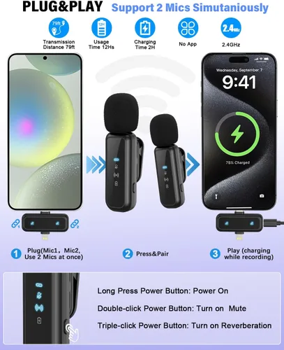 Miniatura 4 de Kit de inicio de YouTube para iPhone/Android, kit de inicio de YouTube con micrófono inalámbrico/trípode de cámara/trípode flexible/luz de relleno