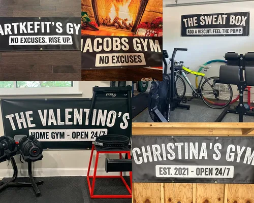 Miniatura 7 de Banner personalizado con texto en inglés "Your Name", decoración de gimnasio en casa, entrenamiento de garaje, vinilo inspirador para pared
