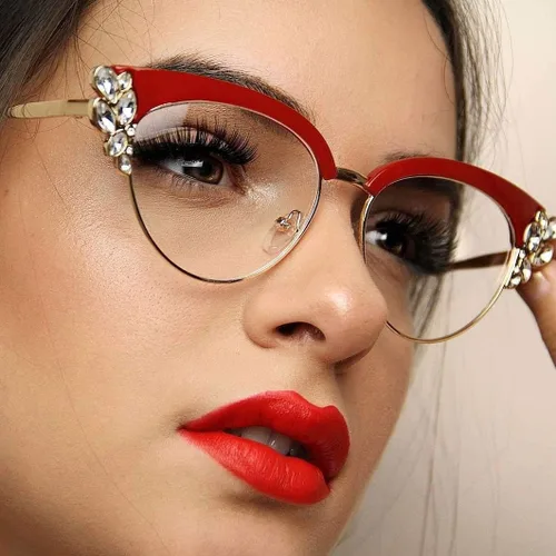 Miniatura 2 de VOOGLAM Lentes de bloqueo de luz azul de ojo de gato para mujer con cristal, lentes elegantes negros anti UV luz azul fatiga ocular