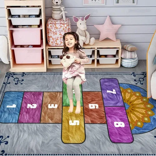 Miniatura 2 de Hopscotch - Alfombra infantil para sala de juegos, divertida alfombra educativa y alfombras de área, alfombra antideslizante de aprendizaje