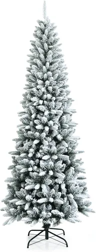 Miniatura 20 de Goplus Árbol de Navidad negro sin luz de 7.5 pies, árbol de Halloween artificial con 1258 puntas de rama, soporte de metal, árbol completo