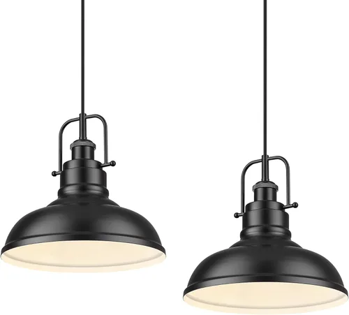 Miniatura 17 de zeyu Lámpara colgante industrial de 1 luz, lámpara colgante de 11 pulgadas para isla de cocina, pantalla de cúpula de metal en acabado negro mate