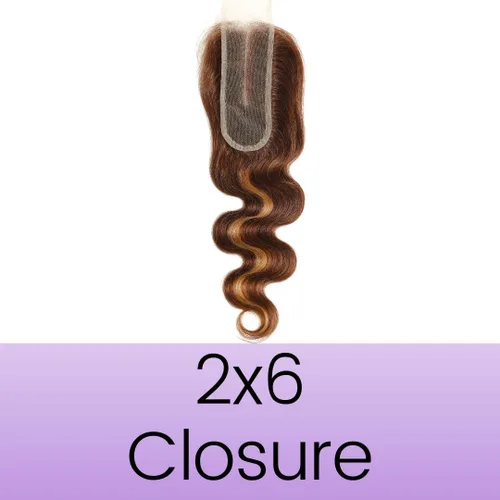 Miniatura 9 de ALHER Long Deep Part 2x6 Closure Body Wave Honey Blonde Highlight, Ombre Brown and Blond 2x6 Kim K Transparent HD Lace Closure Pre Plucked With Baby