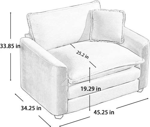 Miniatura 2 de KEIKI Juego de sofá de 2 piezas con 2 sofás individuales de pana extragrandes, juego de sillas decorativas modernas de 2 plazas tapizadas con 2
