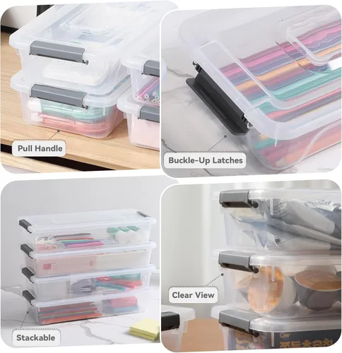 Miniatura 3 de novelinks Cajas de almacenamiento apilables transparentes con tapa Cajas organizadoras Contenedores organizadores de plástico duraderos