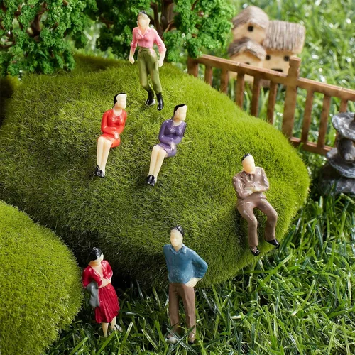 Miniatura 5 de Juexica 30 Piezas Figuras de Mini Personas 1:50 Escala Modelo de Trenes Arquitectónico Figuras de Personas Pintadas Figuras de Miniatura de Plástico