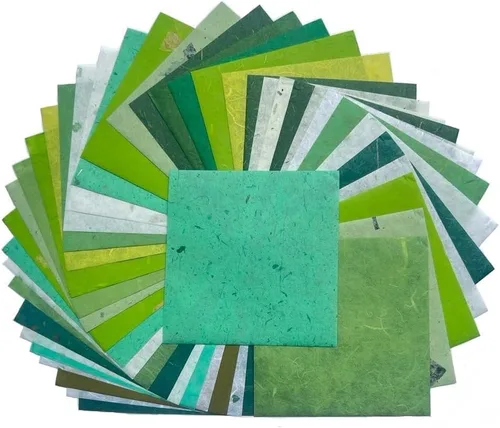 Miniatura 16 de 50 hojas de papel de fibra natural de morera de 6 x 6 pulgadas, papel cuadrado para origami, papel para manualidades, papel para plegado, papel