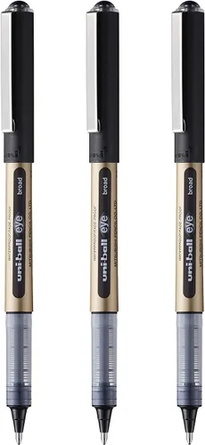 Miniatura 2 de uni-ball UB-150-10 Eye Broad Rollerball 3pc Blister Negro Plástico Libre Embalaje