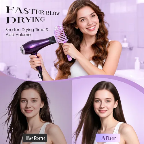 Miniatura 4 de Bsisme Juego de cepillos para el cabello, cepillo de pelo profesional curvado para un secado más rápido, cepillos desenredantes para mujeres